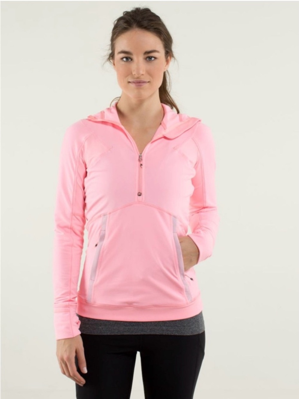 lululemon athletica Pink Half-Zip Hooded Pullover